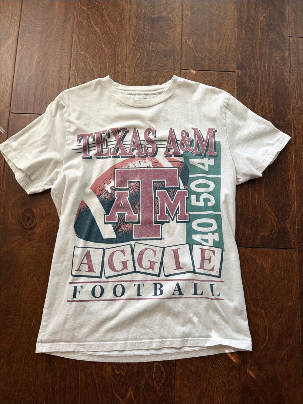 HOLLISTER Texas A&M Aggie Football White Graphic T-Shirt Size Medium